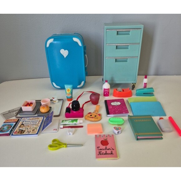 Our Generation 18 Our Generation Suitcase File Cabinet with 30+ Travel School Supplies Accessories